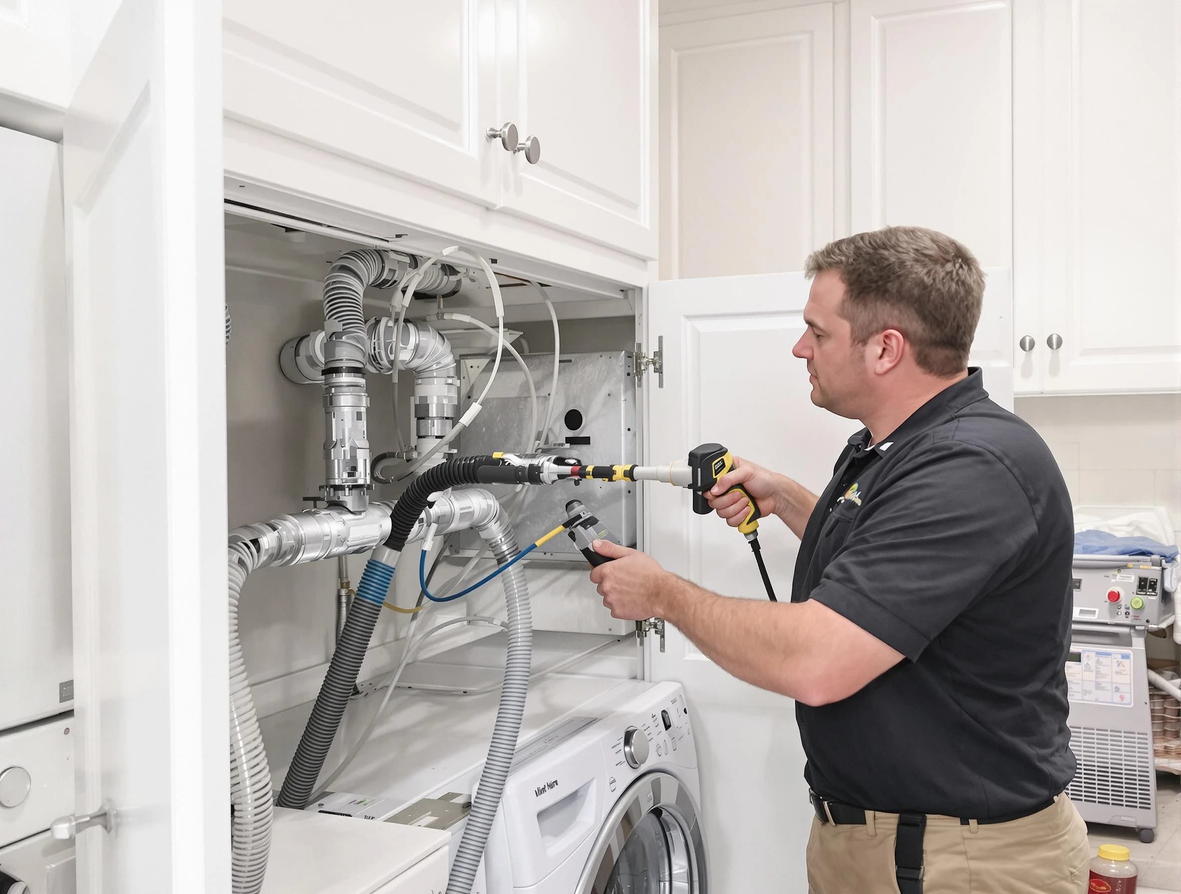 Summit Park Dryer Vent Cleaning professional removing severe blockage from a clogged dryer vent in Summit Park