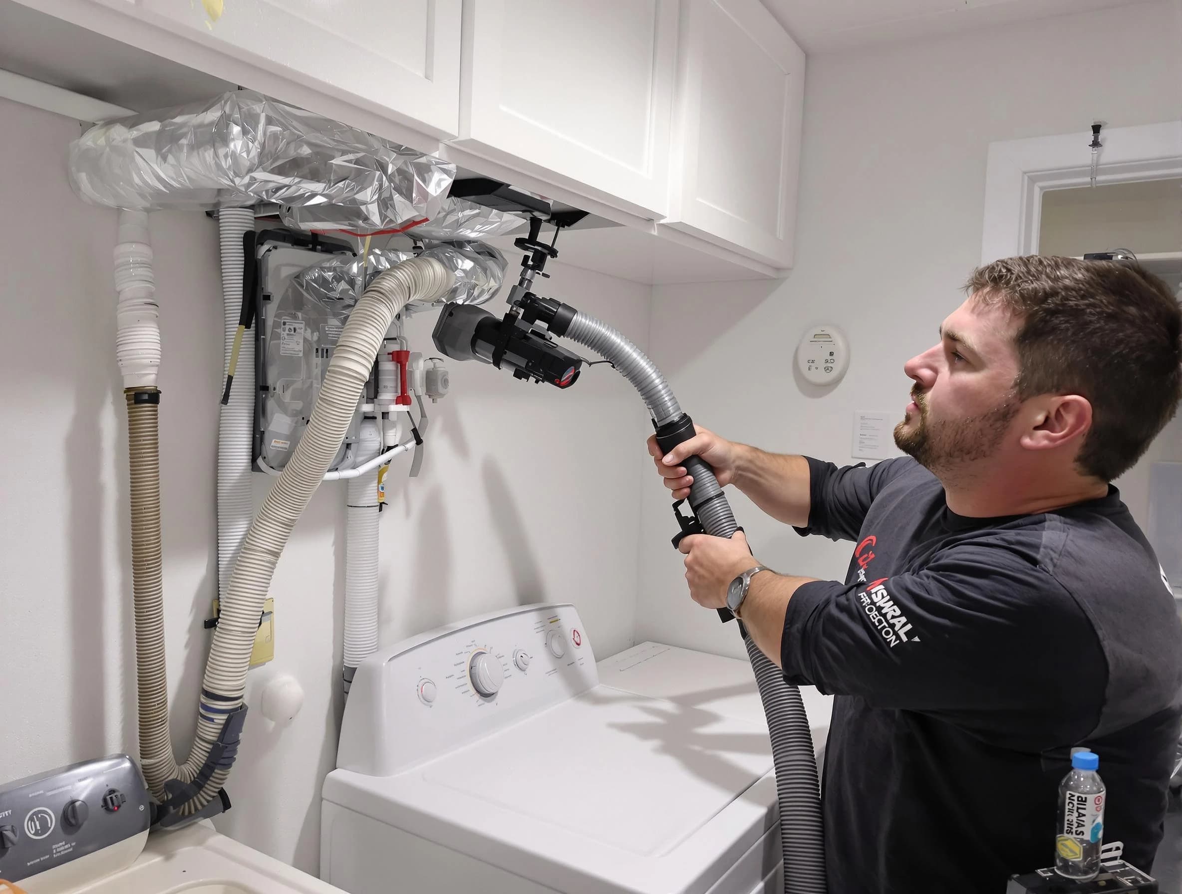Summit Park Dryer Vent Cleaning certified technician performing safety-focused gas dryer vent cleaning in Summit Park